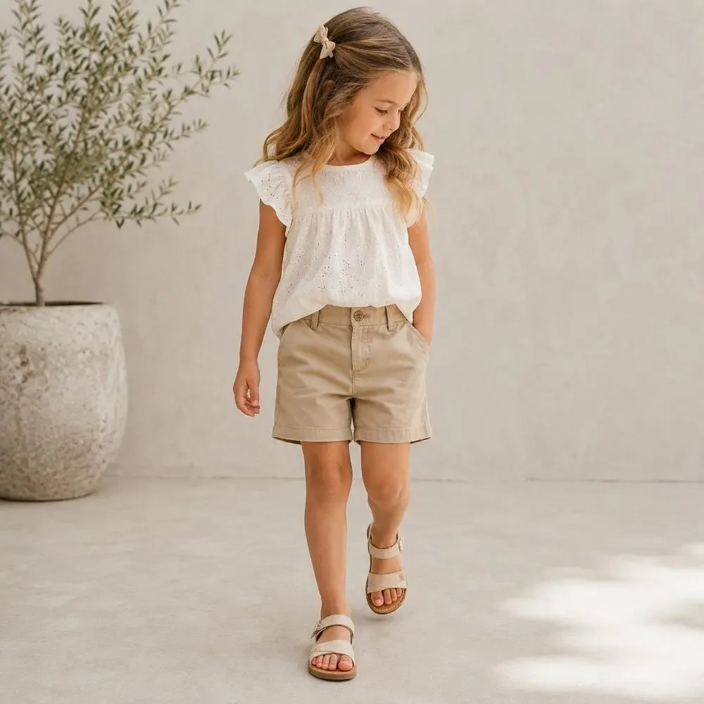 NWT OshKosh B’Gosh Girls Khaki Uniform Shorts Size 10 Classic Prep Tan Academia